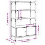 Bibliotecă 3 niveluri gri sonoma 70x30x109,5 cm, lemn prelucrat