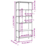 Bibliotecă cu 5 niveluri gri sonoma 76x33x188,5cm lemn compozit