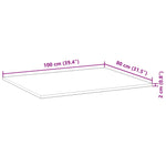 Blat de birou netratat, 100x80x2 cm, lemn masiv de acacia