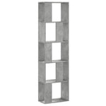 Bibliotecă cu 5 niveluri gri beton 45x23,5x162,5 cm lemn