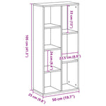 Bibliotecă, alb, 50x25x105 cm, lemn prelucrat